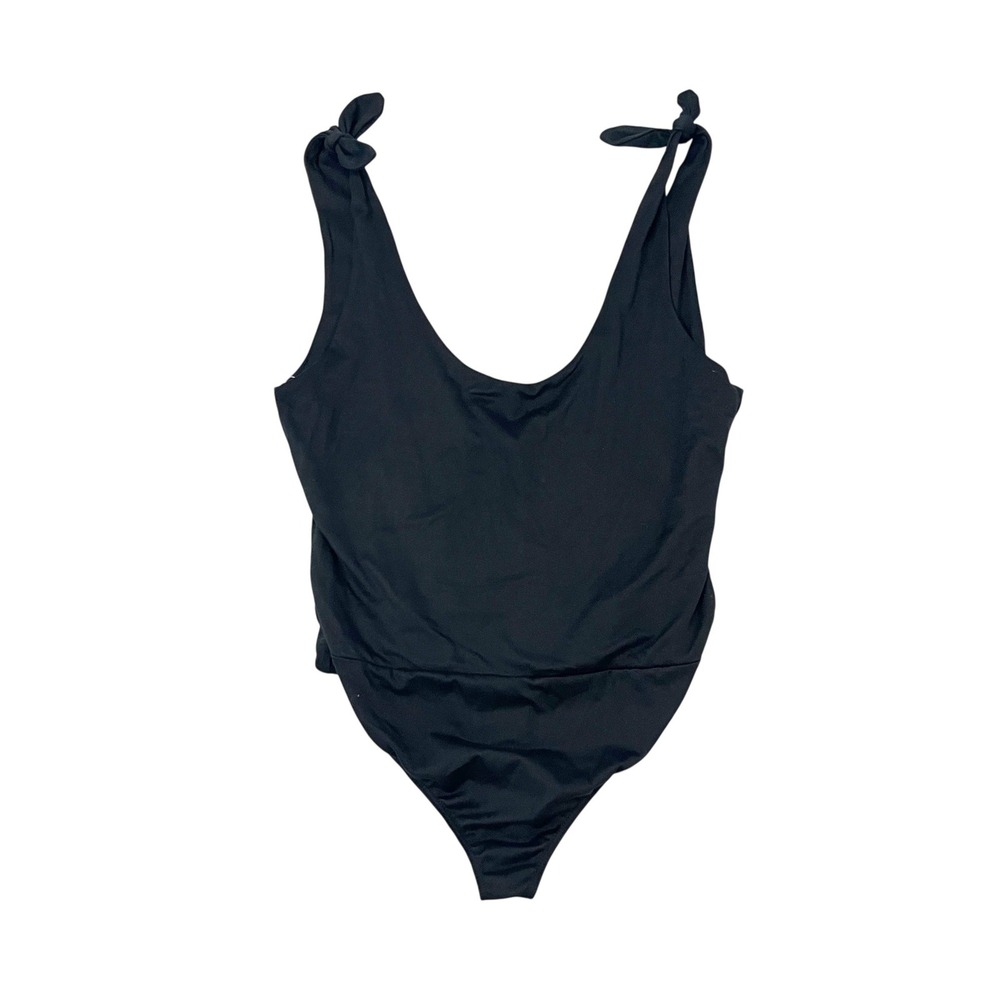 NEW Lulus Black Tie Shoulder Sleeveless Bodysuit Scoop Back Thong Bottom Size XL
